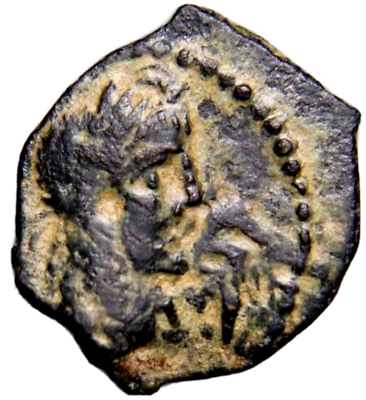 #ad VERY RARE UNIQUE NABATAEA. Malichos II. AD 40 70. Æ13 WREATH WOW Greek Coin