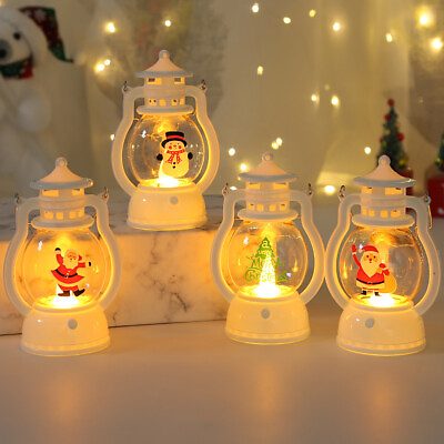 Christmas Ornaments Electronic LED Flameless Oil Lamp Vintage Xmas Light Decors