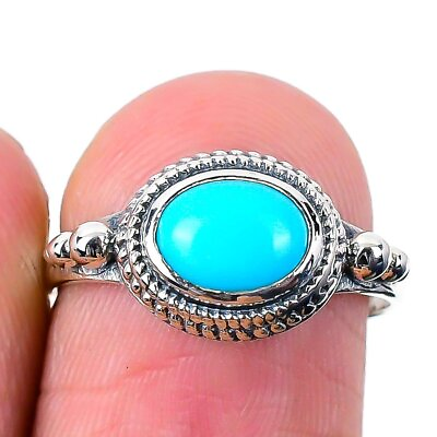 #ad Sleeping Turquoise Ring Gemstone 925 Solid Sterling Silver Jewelry Size 7