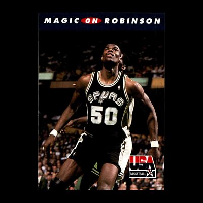 #ad Magic on Robinson 1992 93 SkyBox USA San Antonio Spurs #109 R302