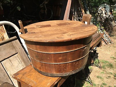 Antique Wood Wash Tub Primitive Farm Country Cottage 24IN X 16IN