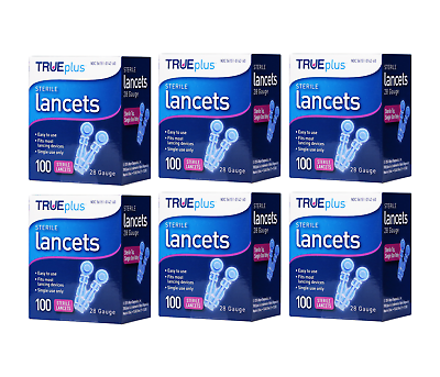 #ad TRUEplus Universal Twist Top 28 Gauge 600 Lancets 6 Box 100