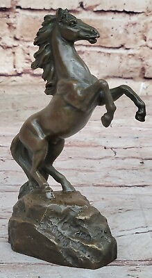 #ad HORSE REARING BRONZE COLLECTABLE FIGURINE BEAUTIFUL AND MAJESTIC SCULPTURE