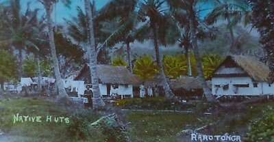 #ad Native Huts RAROTONGA Cook Islands Vintage Magic Lantern Glass Slide