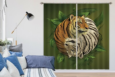 #ad 3D Tiger Yin Yang A81 Blockout Photo Curtain Fabric Window Vincent Zoe
