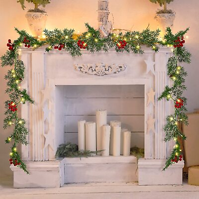 Pre Lit Christmas Garland with Lights Door Wreath Fireplace Christmas Decoration