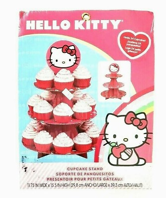 #ad #ad Hello Kitty Cup Cake Stand 24 NWT Never Opened Pink 11.75 Wide 15.5 High