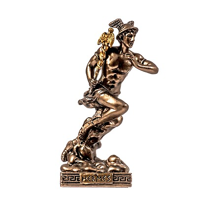 Hermes Mercury God Zeus Son Roman Miniature Cold Cast Bronze Statue Figurine 3.4