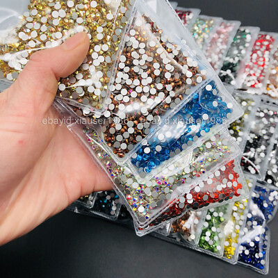 #ad 1440pcs SS16 4mm Crystals Glass Rhinestones Flatback Gems for Nails Decoration