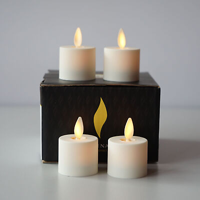 Luminara Flameless Ivory Tea Light Candles Unscented Moving Wick Remote Set of 4