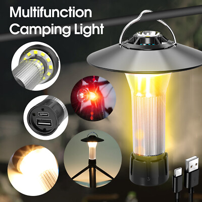 #ad Rechargeable LED Camping Lantern Flashlight Portable Lamp w HookStand Base