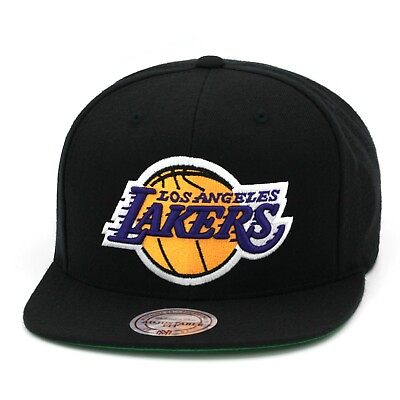 #ad #ad Mitchell amp; Ness Los Angeles LA Lakers Snapback Hat Black Regular Green Bottom