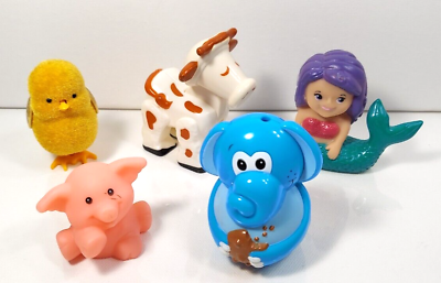 #ad Lot Mixed of 5 figures Little People Farm Cow Zoo shacker Elephant Mermaid 2 3quot;