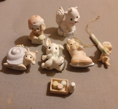 #ad Precious Moments Animal Lot Of 7 Puppies Snail Bunny Wolf. Milk Christmas