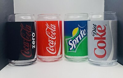 NEW Retro Luminarc Set Of Four 16oz Glasses Coke Diet Coke Zero amp; Sprite ‘06