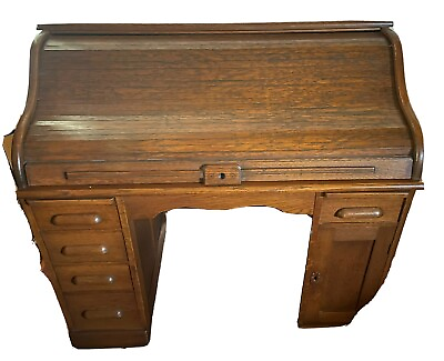 Antique American Golden Oak Roll Top Desk Circa Late 1800’s