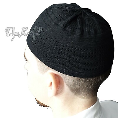 #ad Plain Black Cotton Stretch Knit Hat Islamic Kufi Skull Cap Comfortable Topi Fit