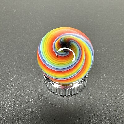 #ad Contemporary Art Glass Marble .72quot; Handmade MIB Beautiful Multicolor Swirl Boro