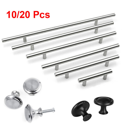 10 20 Cabinet Drawer Knobs Pulls Handles T Bar Kitchen Hardware Stainless Steel
