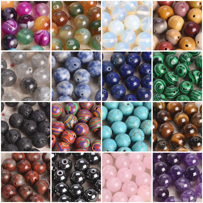 #ad Natural Stone Round 4mm 6mm 8mm 10mm Loose Gemstone Beads For Jewelry Making