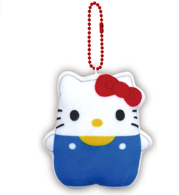 JAPAN Sanrio Hello Kitty Chubby Fat Blue White Plush Key Ring Bag Decor Relaxing