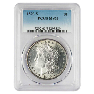 #ad 1890 S $1 Morgan Silver Dollar PCGS MS63