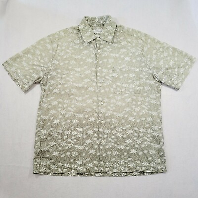ST MICHAEL Men#x27;s Khaki Green Summer Floral Ombre Shirt Size M VGC