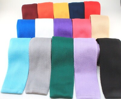 #ad New Knit Knitted Tie Necktie Slim Skinny Narrow Square Woven 2.5in 30 colors