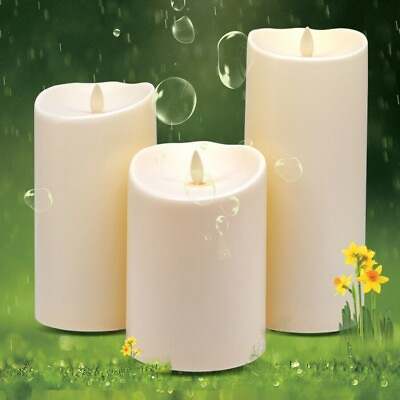 #ad luminara Outdoor Battery Operated Candles LED Plastic Candles Ivory Set of 3