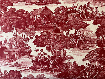 #ad Waverly Toile Fabric La Belle Campagne 54quot; Red French Country 2 2 3 yards