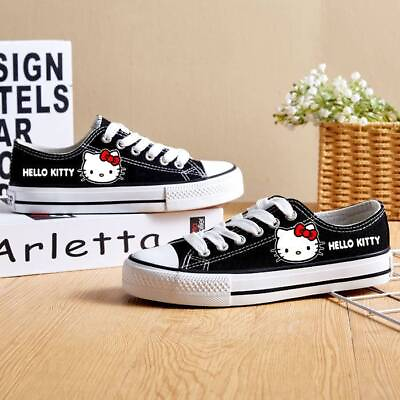 NEW Hello Kitty Womens Sneakers Low Top Canvas Tennis Shoes Star Girls Ladies