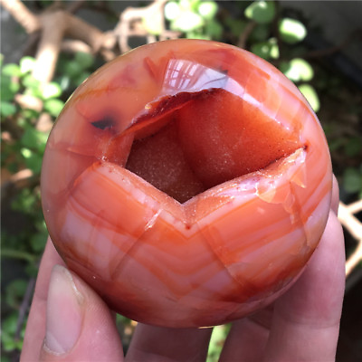 Natural red agate stones the crystal miarolitic agate ball 61mm #13