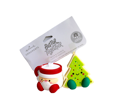 #ad Hallmark Better Together Santa Milk Christmas Tree Cookie Magnetic Ornament Set