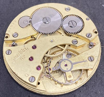 Zentra 62 Pocket Watch Movement 43 Mm Swiss Antique Parts Repair Openface F6558
