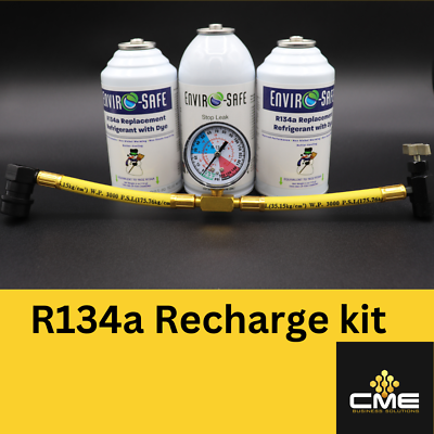 Enviro Safe Auto AC R134a Replacement Refrigerant w Dye Stop Leak amp; Gauge Kit