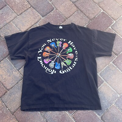 #ad Vintage Guitar Wheel You Never Have Too Many Guitars T Shirt Black Size Large