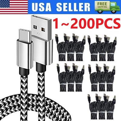 #ad Braided USB C Type C Fast Charging Data SYNC Charger Cable Cord 3 6 10FT Lot