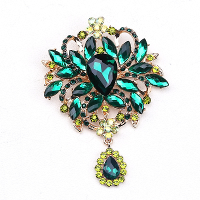 Color Glass Large Glass Brooch Crystal Flower Women Clothing Pin Accessories