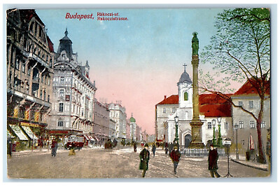 #ad Budapest Hungary Postcard Monument View Rakoczi Street c1910 Antique Unposted
