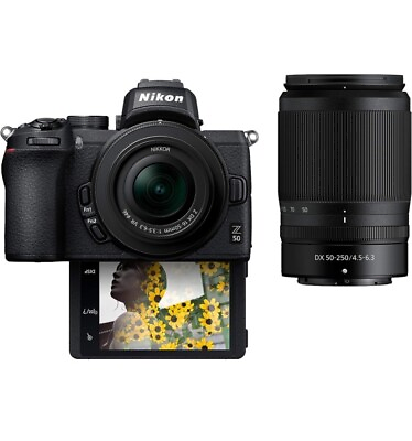 #ad Nikon Z 50 20.9MP with 16 50mm 50 250mm Lenses Kit Mirrorless Camera