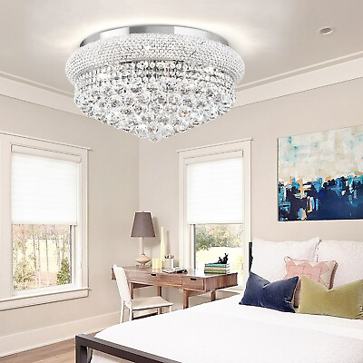 #ad 60cm 5 Lights Crystal Chandelier Flush Mount Light Fixture LED Ceiling Lamps