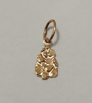 #ad New 14k Yellow Gold Nugget Charm Pendant