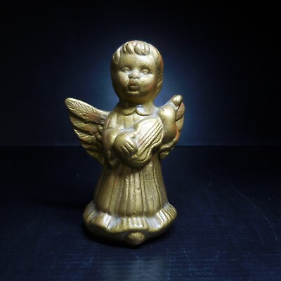 #ad N23.318 Figure Angel Musician Ceramic Terracotta Gilding Yellow Gold Religion