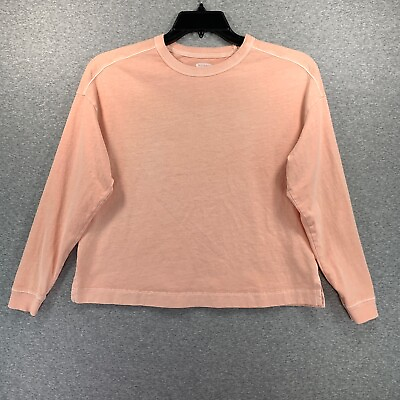 #ad Old Navy Womens Top XS Orange Long Sleeve Knit Easy Tee Crew Neck