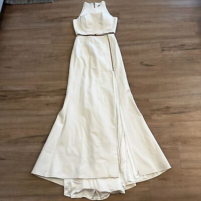 #ad Sherri Hill Women#x27;s Two Piece Dress Size 6 White Ivory Style 50881 High Slit