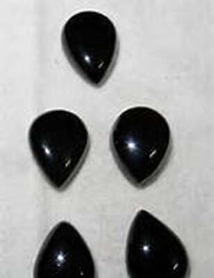 #ad Wholesale Lot Great Natural Black Onyx 3X5 mm PEAR Cabochon Loose Gemstone
