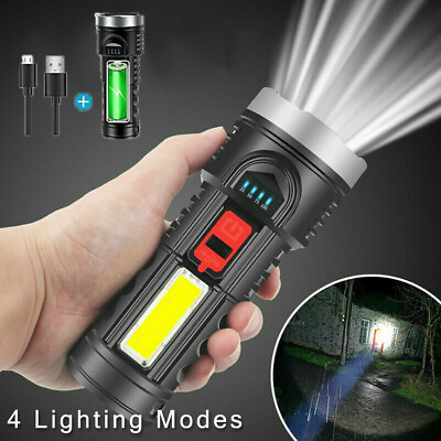 Super Bright LED Torch FlashlightUSB Rechargeable Tactical Camping Outdoor Lamp