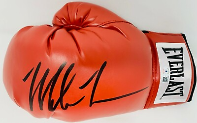 Mike Tyson Signed Everlast Red Boxing Glove Black Auto Beckett BAS Witnessed