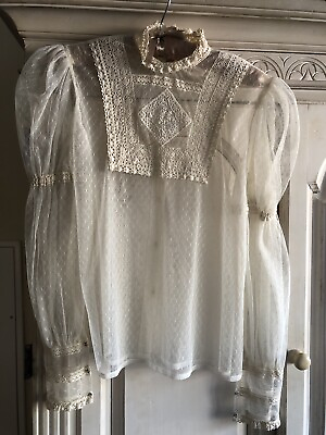 Victorian Blouse Handmade Sheer Antique Lace Blouse Victorian Top Antique Top