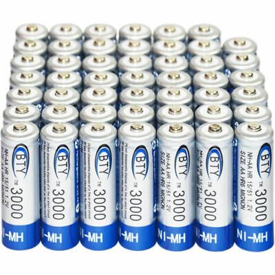 48x AA 3000mAh 1.2 V Ni MH rechargeable battery BTY cell for MP3 RC Toys Camera